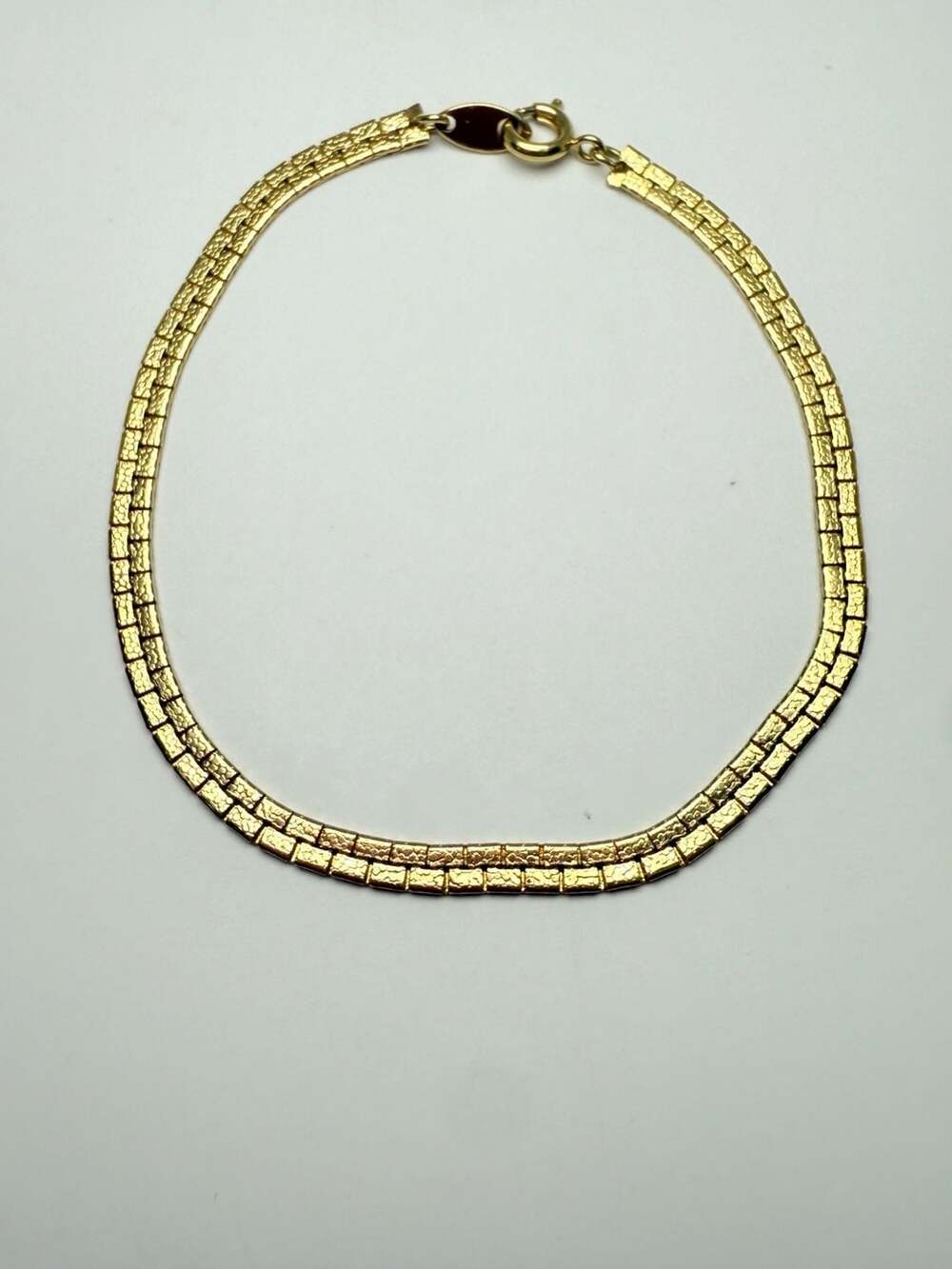 Trifari Link Bracelet Size 6 Inches Gold Tone Textured Brick